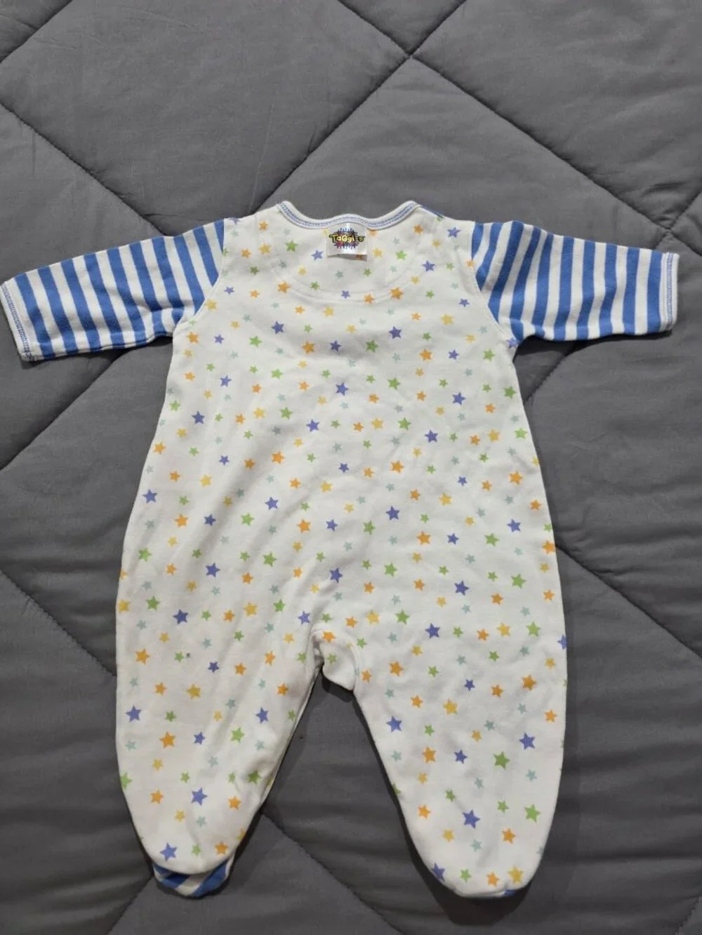 Taggies Mixed Pattern Footed Romper Stars and Stripes 0-3 Months